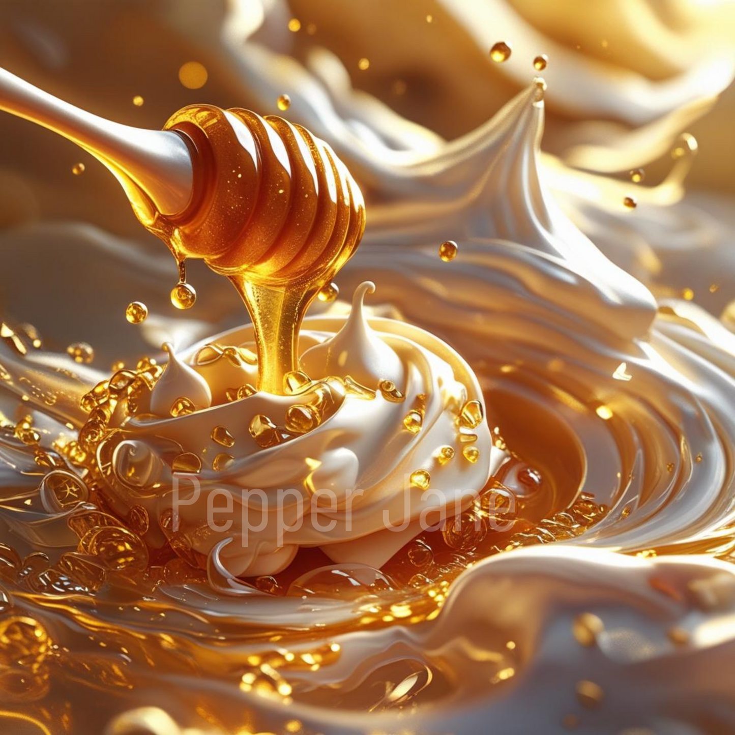 Whipped Vanilla Honey fragrance oil: cozy vanilla, sweet honey, and blossom sparkle.