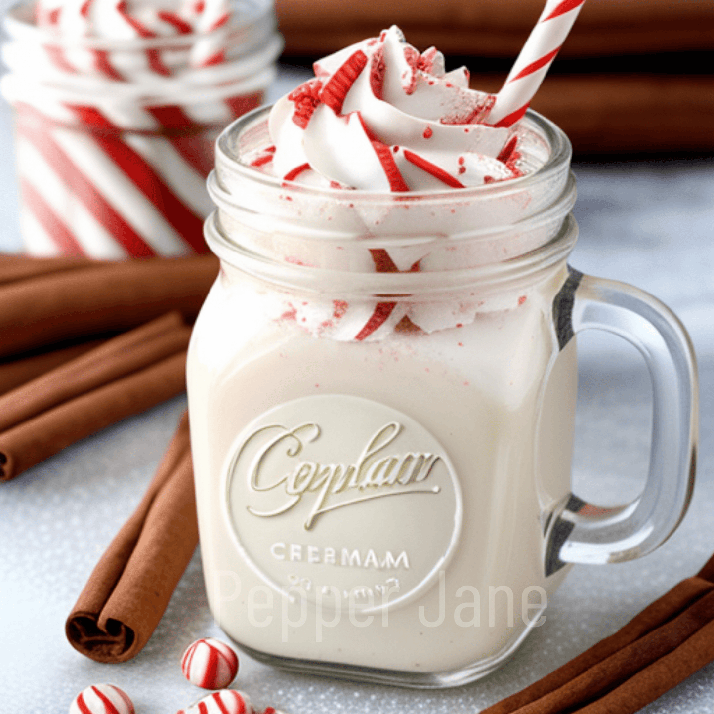 Cinnamon Peppermint Creme fragrance oil by Pepper Jane’s—holiday-inspired sweet and spicy scent.