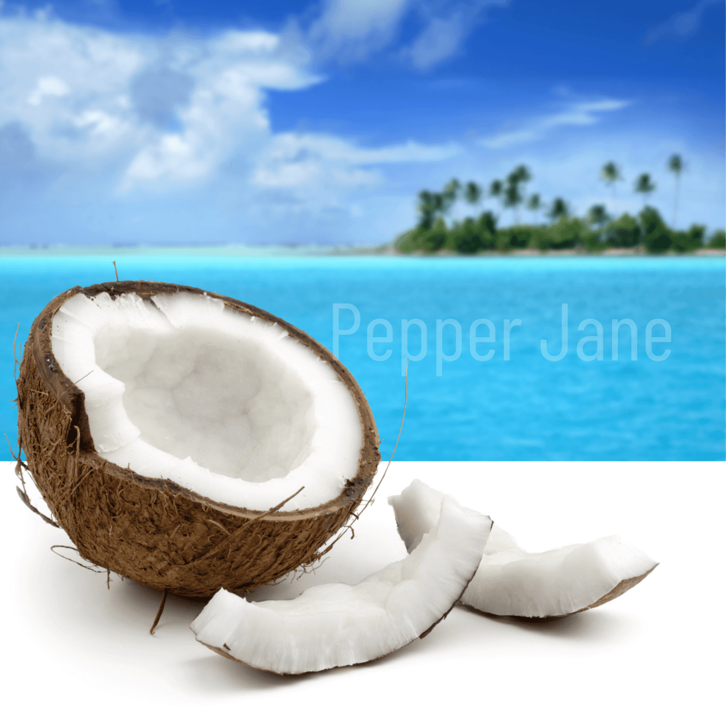 Pepper Jane’s Fresh Coconut fragrance oil—pure, clean coconut aroma for candles and soaps