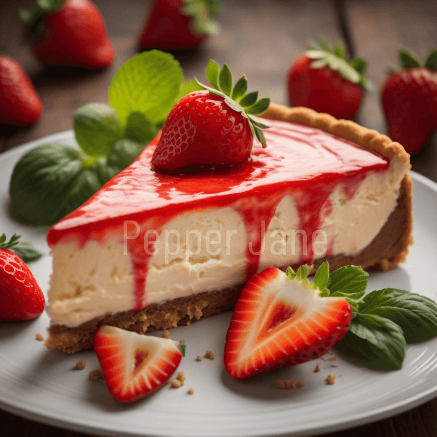 Strawberry Cheesecake fragrance oil: creamy cheesecake, graham crust, sweet strawberry sauce.