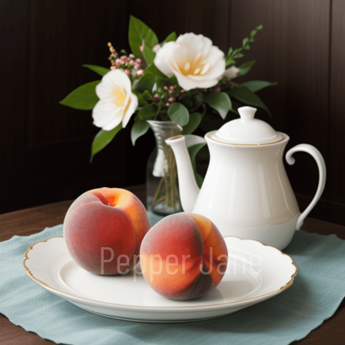 Pepper Jane’s White Peach and Silk Blossoms Fragrance Oil—elegant blend of peach and florals